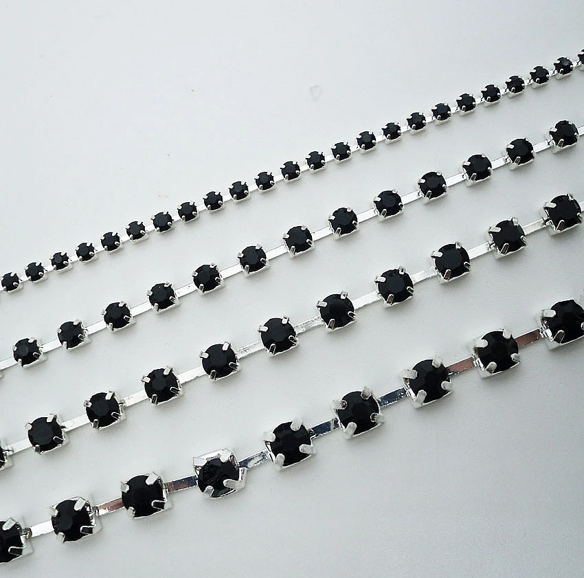 Модная черная искусственная серебристая металлическая цепочка для одежды обуви