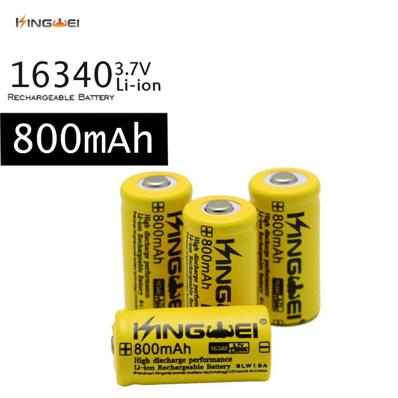 Новинка 2018 KingWei желтая 16340 батарея 800mAh 3 7 v Li Ion Аккумуляторная для лазерной