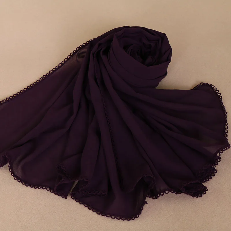 34 Цвета Новый 2018 пузырь шифон хиджаб цветочный кружевной шарф Мусульманский