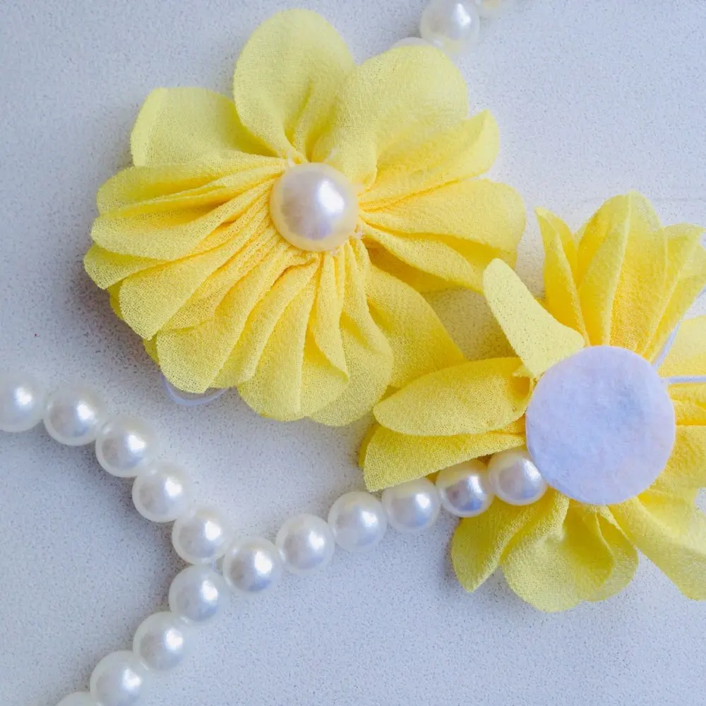 Летняя Цветочная обувь для новорожденных фотосъемки Цветок Жемчужный шифоновый