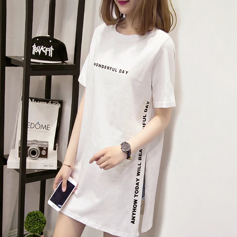 

mutao "wonderful day" printed fork cotton summer women dress