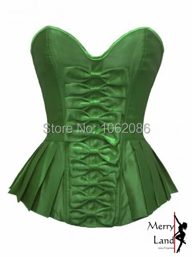 Women Green White Red Purple Sexy Satin Overbust Corsets Bow Bustiers Lingerie Underwear Sleepwear M1787 Free Shipping | Женская одежда