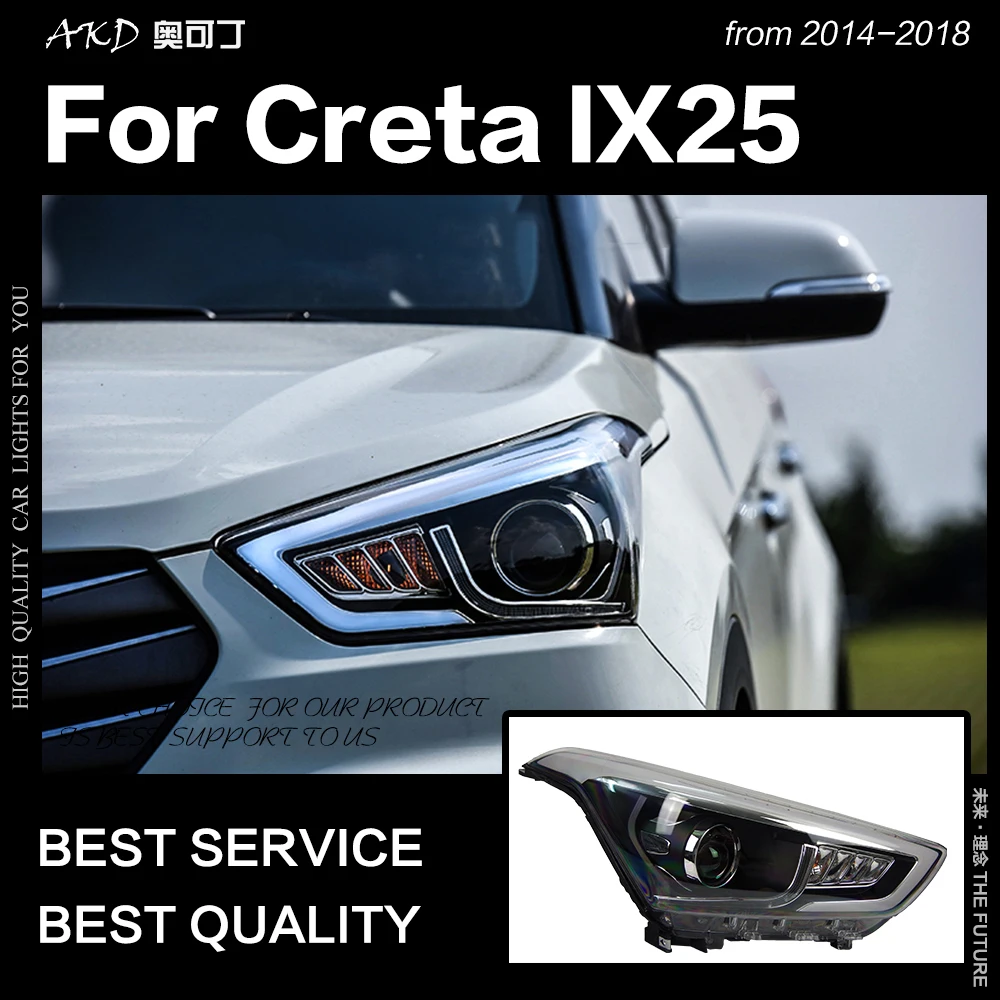 AKD автомобильный Стайлинг Головной фонарь для hyundai Creta фары- IX25 светодиодный фары DRL Hid Bi Xenon авто аксессуары