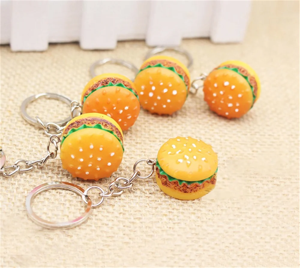 Car Keychain Burger Accessories Promotional Gift Pendant Mini Personality Resin Simulation Food Bag for | Автомобили и мотоциклы