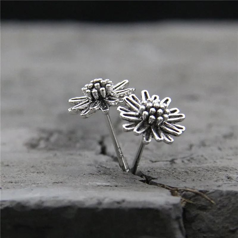 Милые Винтажные серьги гвоздики в виде маргариток из стерлингового серебра 925