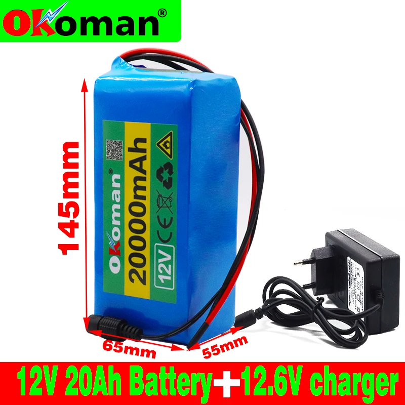 Новый 18650 аккумулятор большой емкости 12v 20ah литиевая батарея Защитная плата 20000mAh