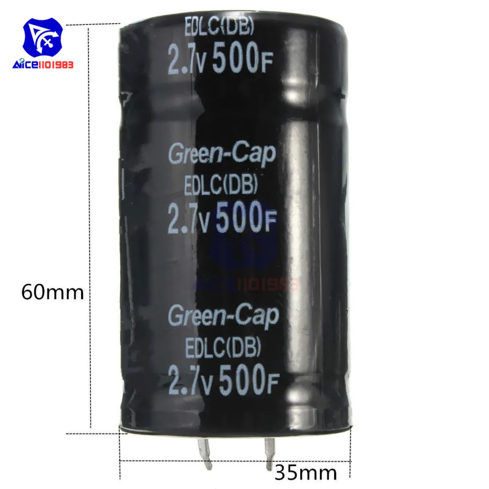 Сверх яркий конденсатор 2 7 V 500F 35*60mm высокочастотный низкий ESR Pin супер для