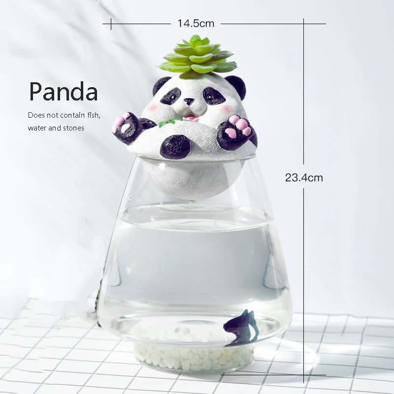 panda GIEMZA Рыба резервуар, ваза для суккулентов выдра с милыми пандами кошка собака для рыбной фермы посадки цветов аксессуары без рыбы и воды - Цвет: panda