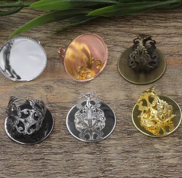 Кольцо с филигранным цветком диаметром 25 мм регулируемые кольца из смолы разные