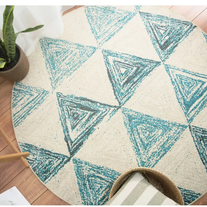 Современный стиль белый геометрический микс синий ковер 160*160 см для гостиной