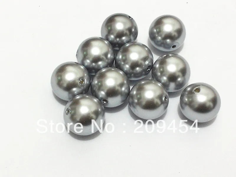 Крупные круглые акриловые бусины с имитацией жемчуга серые свободные для