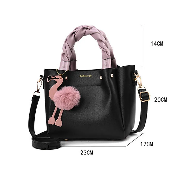 Модные Роскошные коса ручка Фламинго Для женщин мешок из кожи Женские Crossbody &