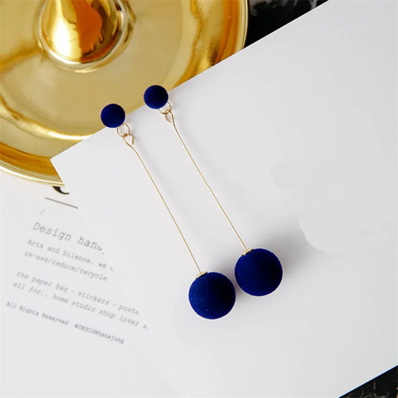 8Seasons New Fashion Plush Ball Drop Earrings For Sweet Women Wild Velvet Round Tassel Long Dangle Party Gift Jewelry | Украшения и