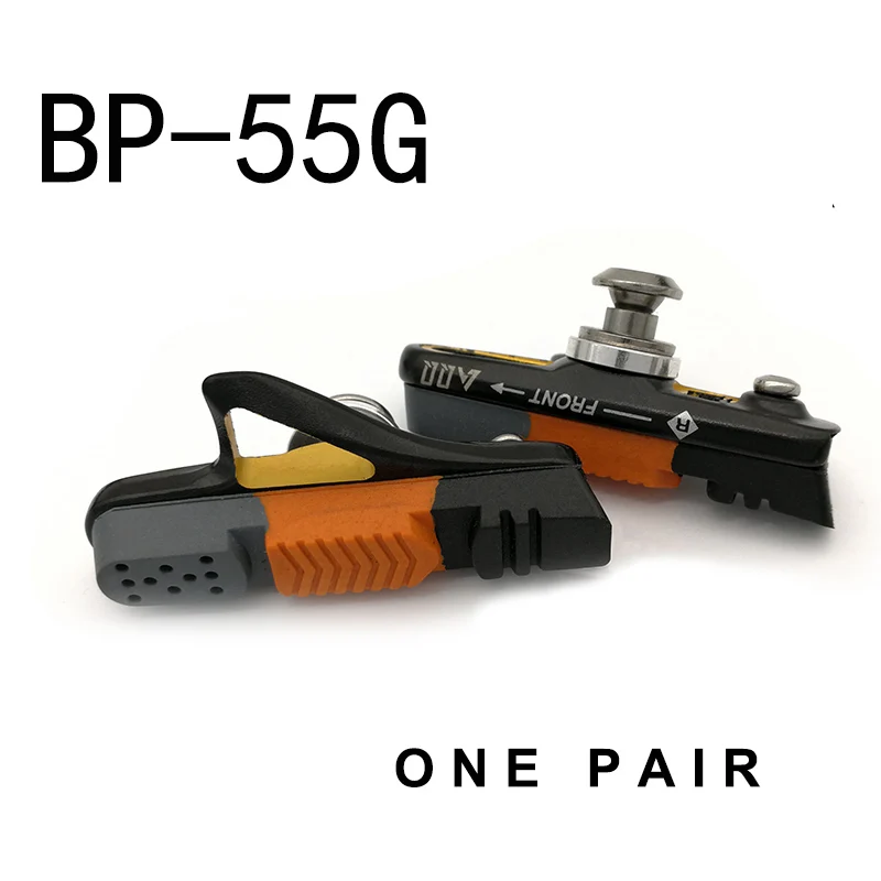 BP-55G AQQ 1 пара тормоз для дорожного велосипеда колодки из алюминиевого сплава тормоза велосипедные тормоза держатель обуви резиновые блоки прочные велосипедные аксессуары - Цвет: BP-55G