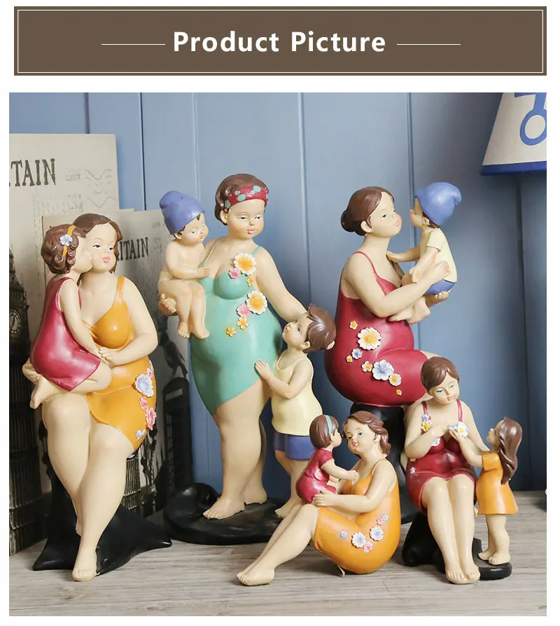 American Resin Mother and Children Statues Love Ornaments Desktop Crafts Warm Family Home Decor Accessories Mother's Day Gifts