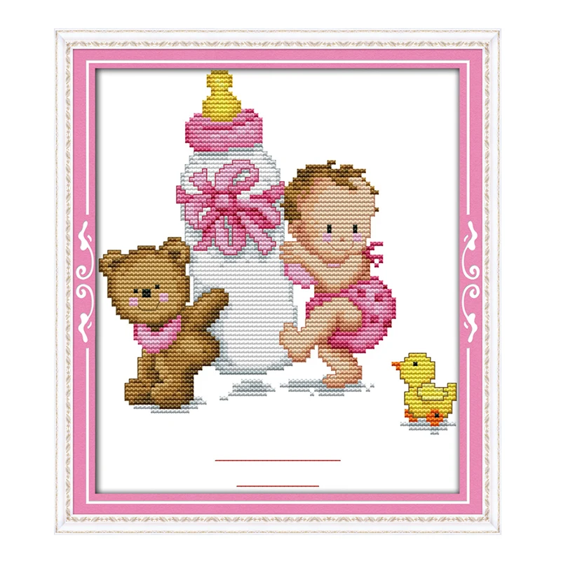 JoySunday графа крестиком бутылки ребенка сертификат рождения розовый синий DMC14CT11CT