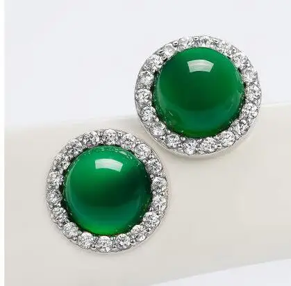 

Женские серьги с инкрустацией из зеленых бусин 925 пробы, модные серьги с драгоценным камнем, ювелирные изделия с драгоценным камнем/коралло...