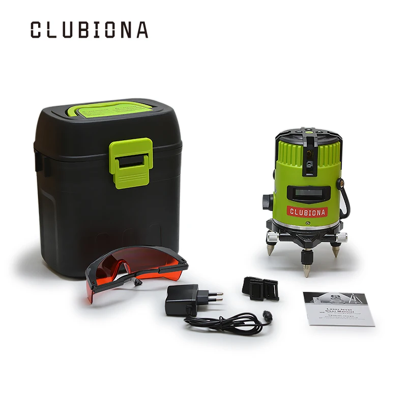 CLUBIONA 635 нм красный 6 точек 5 красных линий slash функциональный 360 градусов Поворотный самонивелирующийся вертикальный и горизонтальный лазерный уровень