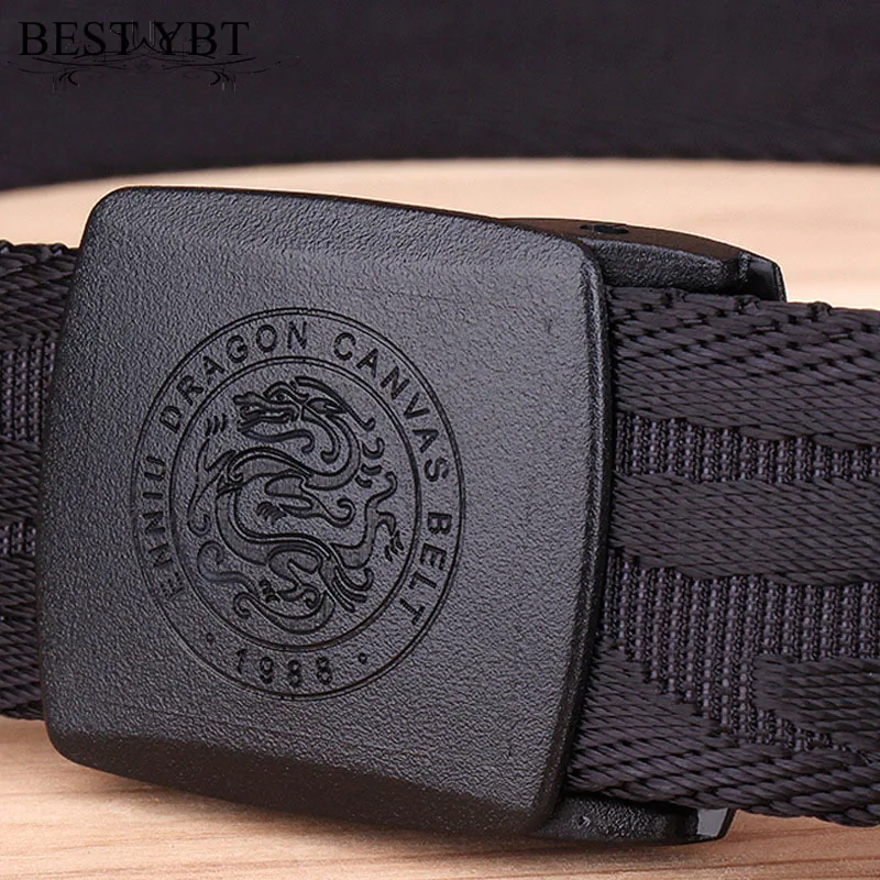 

Best YBT Unisex Belt Nylon Plastic Smooth buckle Women and Men Belt Personality Casual fashion Jeans Pants Unisex Belt