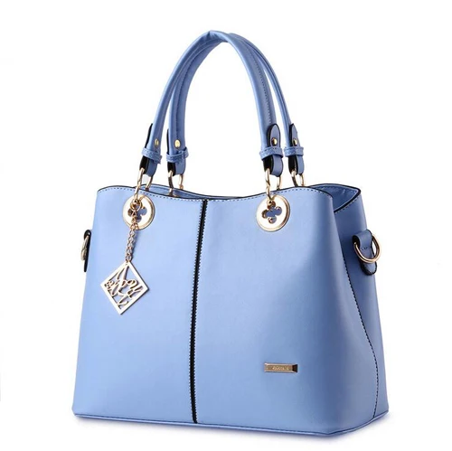 Light Blue Новая модная Офисная Женская однотонная сумка из искусственной кожи, Милая женская сумка через плечо - Цвет: Light Blue