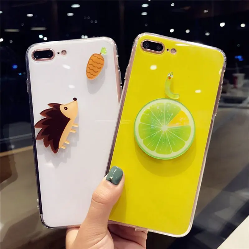 KISSCASE Cute Animal Case For iPhone 6 6S 7 8 Plus X Glossy Transparent Phone Cases Girly Back Covers |