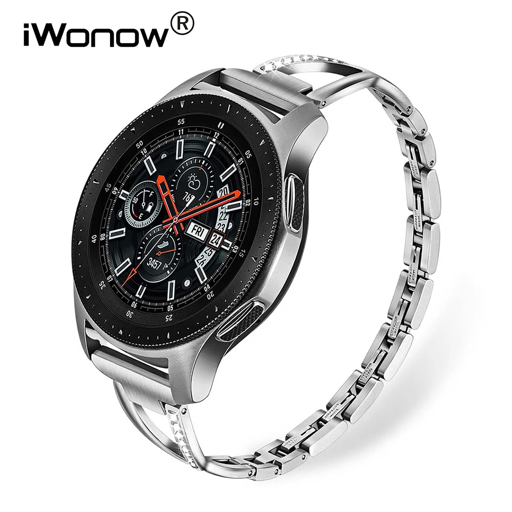

Браслет из нержавеющей стали + бриллиантовый ремешок 22 мм для Samsung Galaxy Watch 46 мм/Gear S3/Gear 2 Neo/Live Band для женщин и мужчин