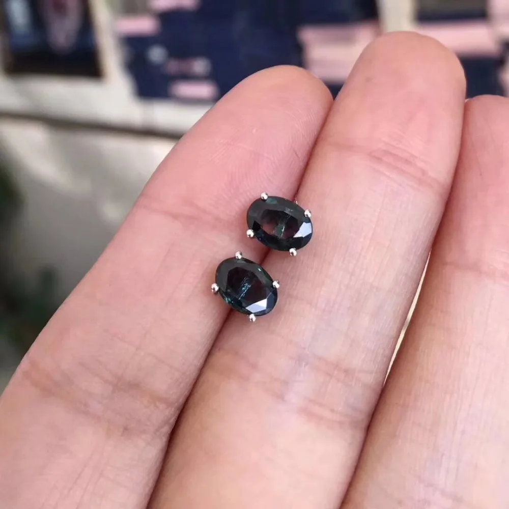 Женские серьги гвоздики с овальным сапфиром 4 Х5 мм|stud earrings|earrings fashionearrings for |