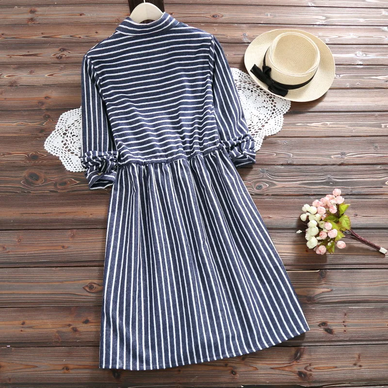 2019 Демисезонный Для женщин Сова платье с вышивкой Повседневное полосатый Trun