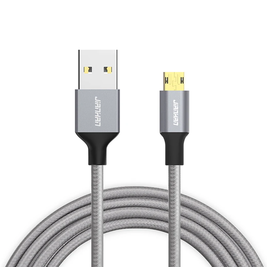 JianHan двусторонний Micro USB кабель 2 м 1 м быстрое зарядное устройство кабель для передачи данных для samsung S6 S7 Xiaomi Мобильный телефон Android кабели телефоны - Цвет: Grey