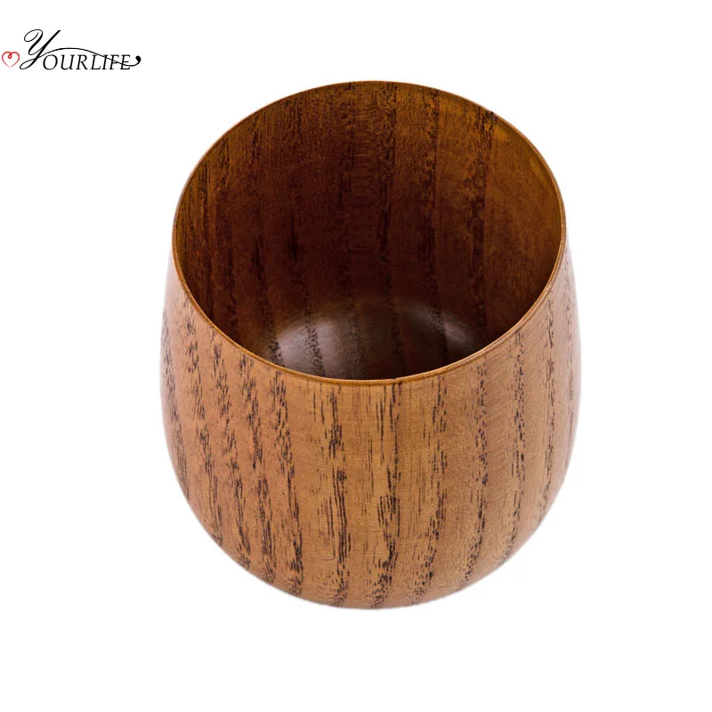 OYOURLIFE Japanese Style Natural Wooden Cup Reusable Environmental Protection Tea Coffee Milk Wine Cup Heat Insulation Water Cup