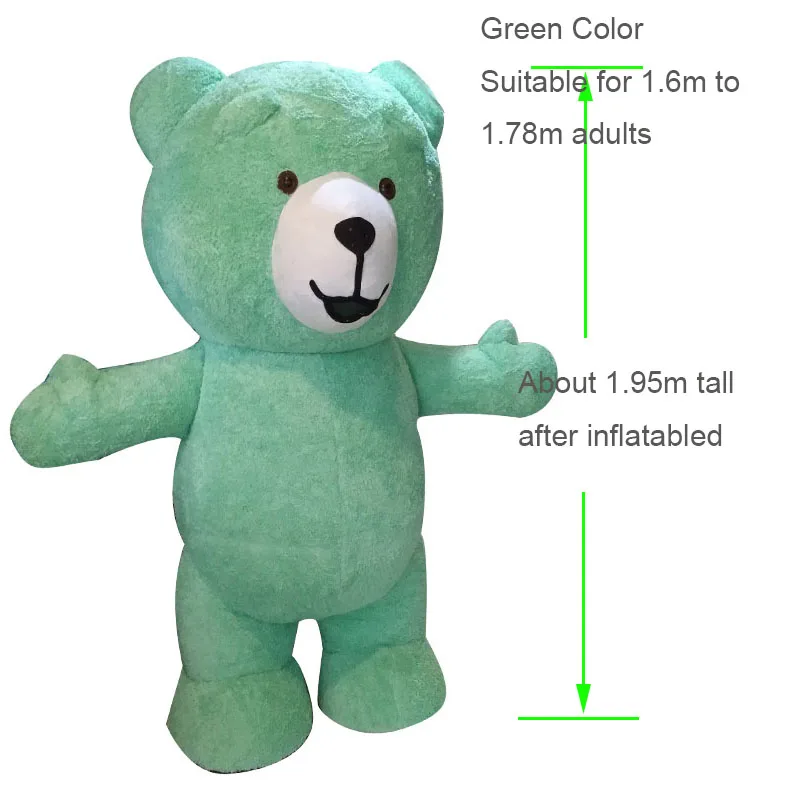 Green teddy Bear Талисман Медведь надувной костюм настроить взрослый подходит для плюшевого медведя талисман костюм животного костюм - Цвет: Green teddy Bear