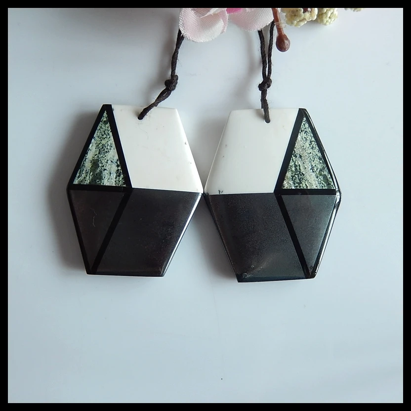 Натуральные серьги Howlite обсидиан гематит зеленая яшма забра интарсия бисер