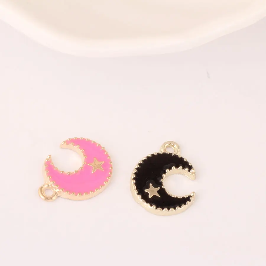 10pcs 12*16MM Diy gold alloy metal enamel moon star charms handmade fashion earring making bracelet pendant jewelry accessories | Украшения