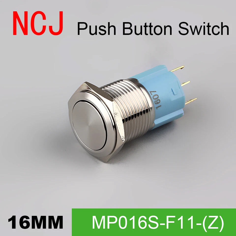 

NCJ 16mm Metal Push Button Switch IP67 Maintained Alternate & Momentary push button switch copper 3A