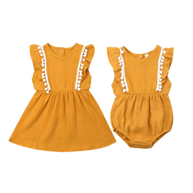 Боди для маленьких девочек детское платье Одинаковая одежда сестры хлопковый