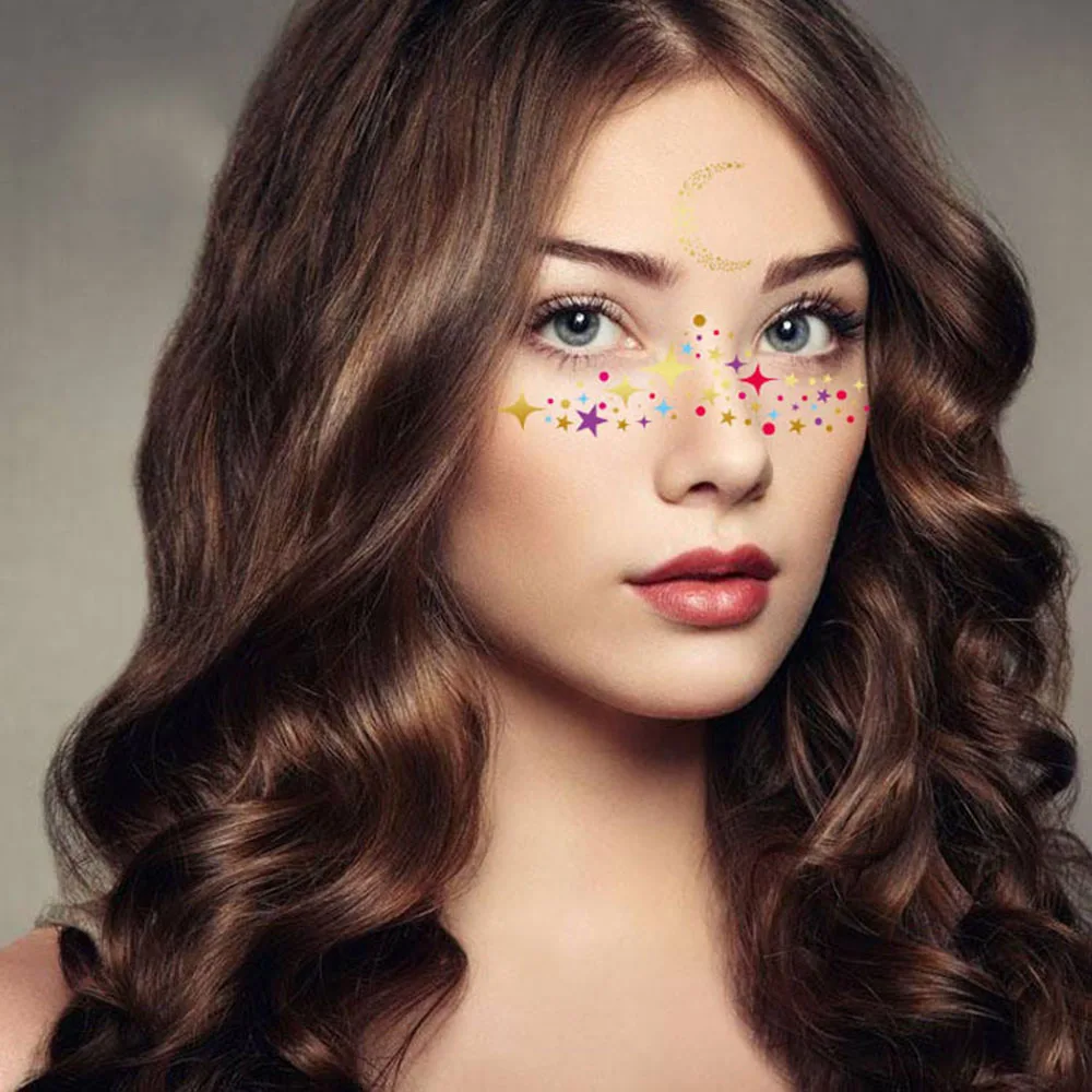 1 упаковка золотых татуировок на лицо модные водостойкие наклейки для макияжа с