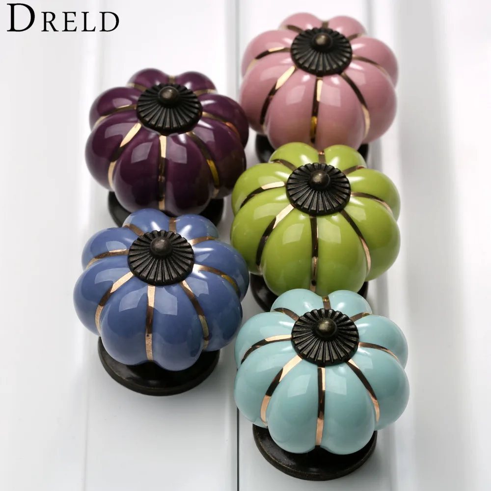 5 шт. Винтаж тыквы Керамика ручки двери неофициальных советников президента