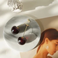 dominated new 2019 fashion temperament contracted resin cherry long women drop earrings joker jewelry