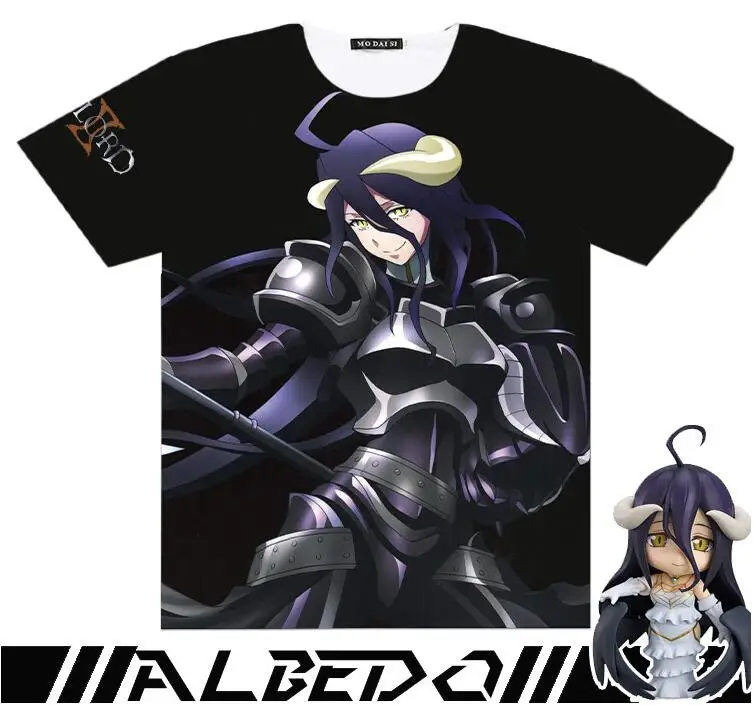 Новое поступление летняя футболка для мужчин и женщин OVERLORD Albedo косплей футболки