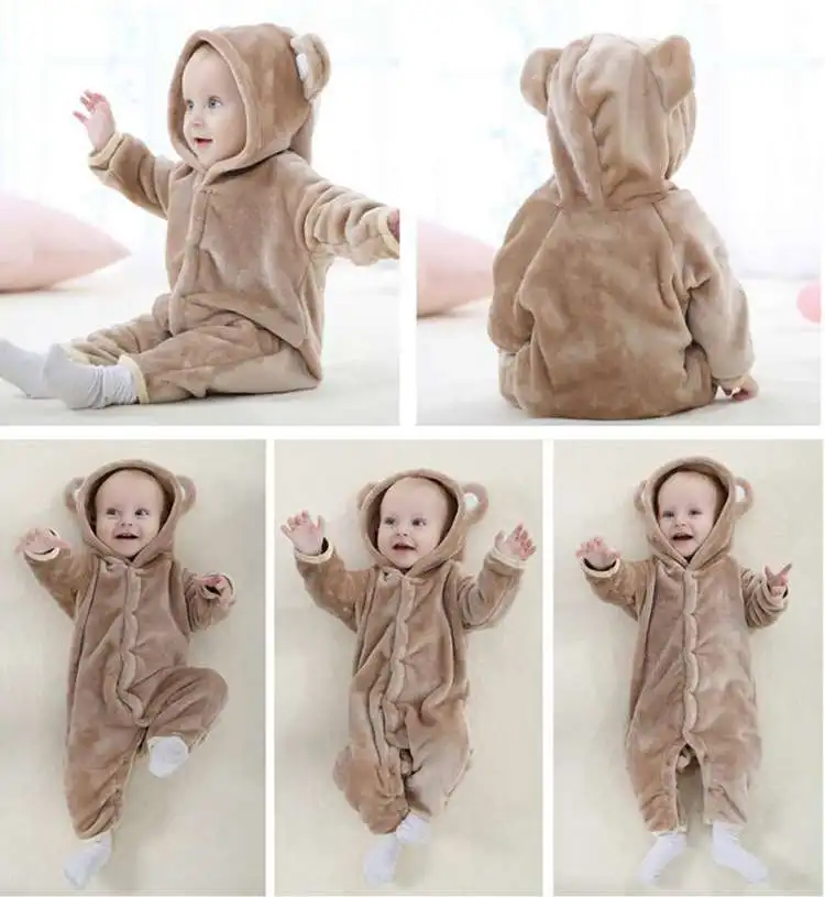 Мягкая теплая зимняя одежда унисекс для новорожденных от 0 до 18 месяцев костюм с