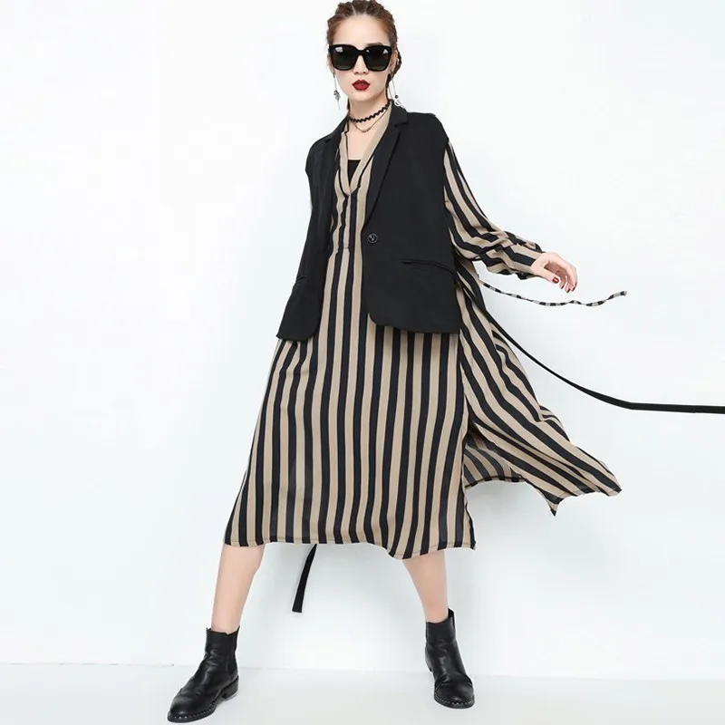 Женское Бандажное платье CHICEVER Повседневное в полоску с коротким рукавом и