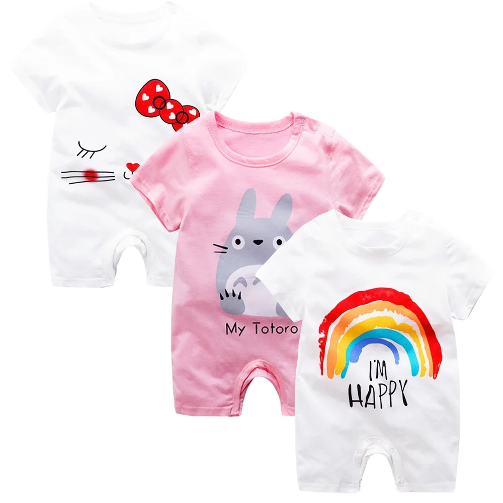 3 шт./лот одежда для маленьких девочек Летний комбинезон из 100% хлопка с короткими