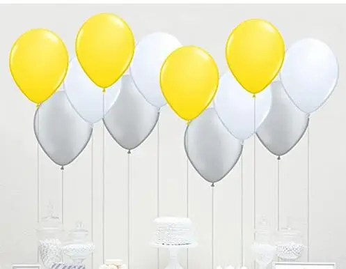 Латексные воздушные шары 30 штук 10 дюймов смешанные белые серые желтые для