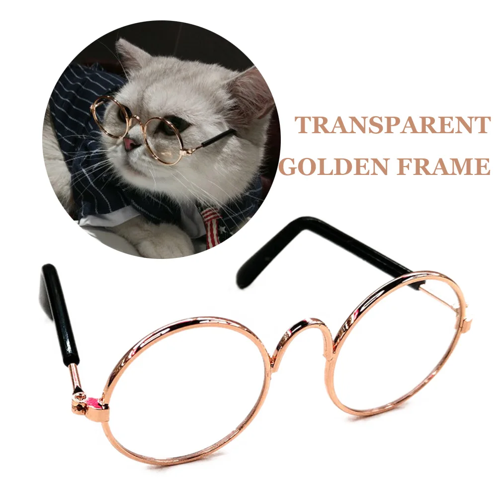 Trans Golden Frame Модные кошачьи очки, прозрачные очки для глаз, солнцезащитные очки для маленьких щенков, собак, домашних животных, фото, Хэллоуин, косплей, реквизит, аксессуары для ухода - Цвет: Trans Golden Frame