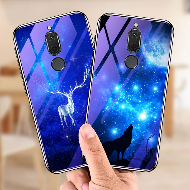 Чехол для телефона Huawei Mate 10 Lite P20 с синим светом защитный чехол цветком из