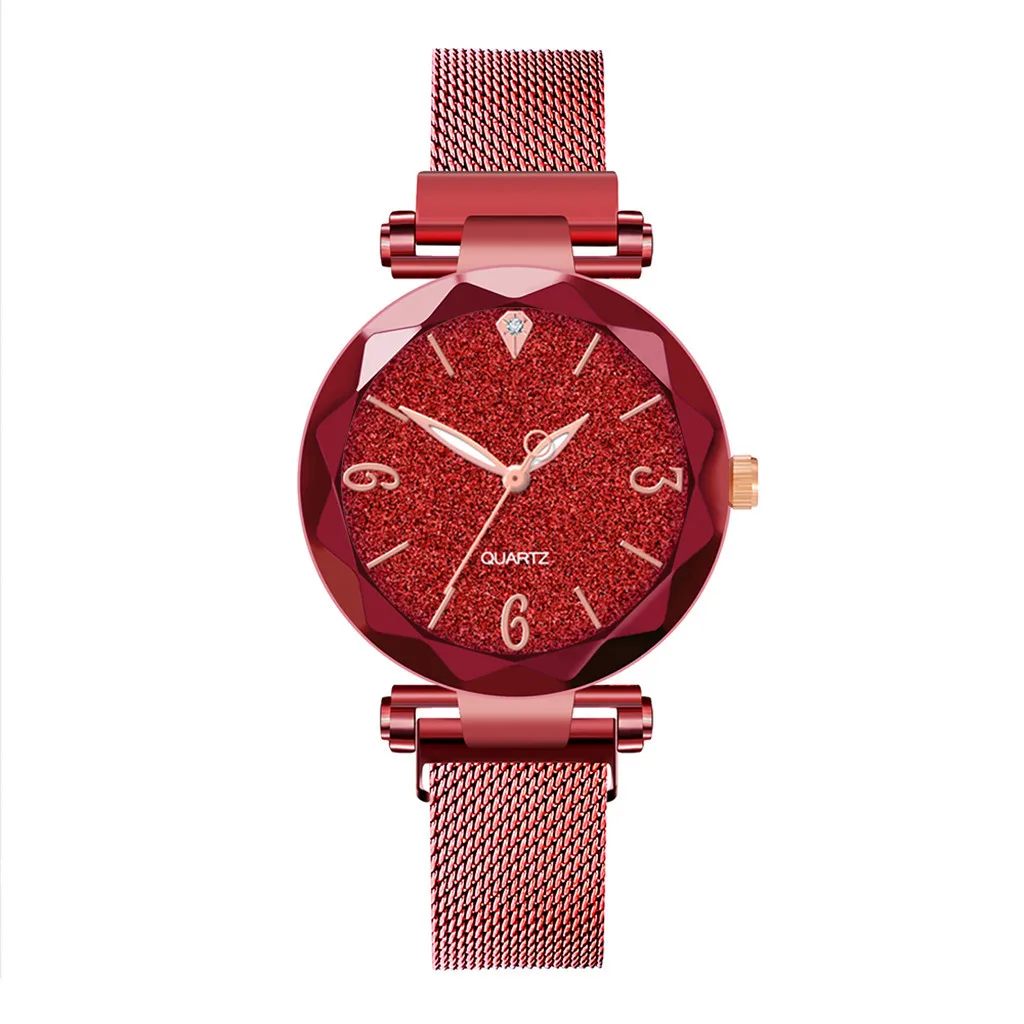 Женские Модные Звездные небесные часы со стразами сетка нержавеющая сталь