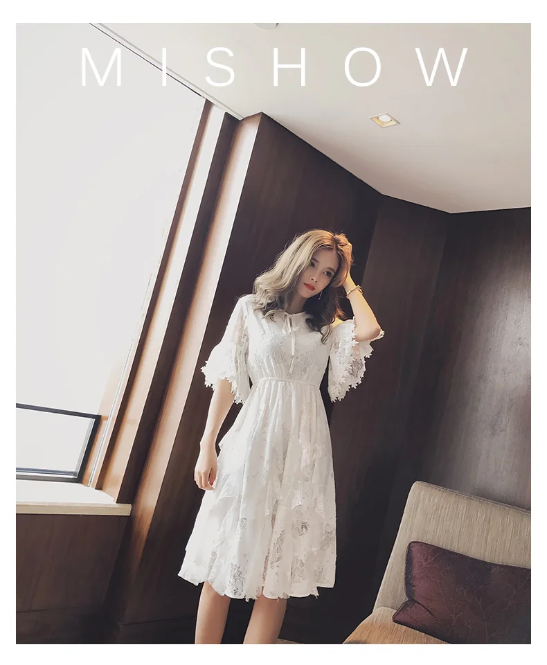 Mishow Женское летнее кружевное белое однотонное платье