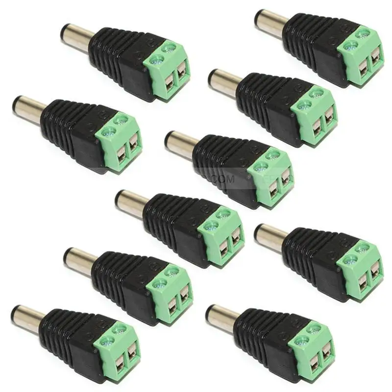 

10 pcs 5.5 x 2.1mm CCTV Video Camera Connector DC Power Male Plug Connector Adapter