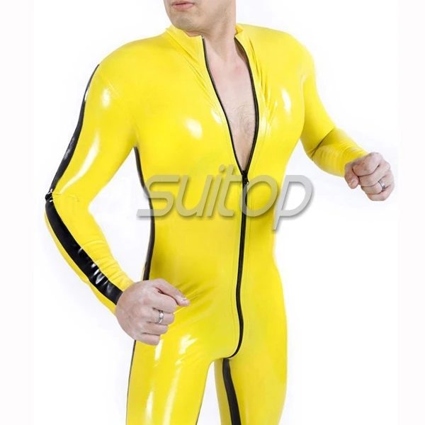 Резиновый костюм костюма zentai желтый латексный костюм-кошка с линией тела |