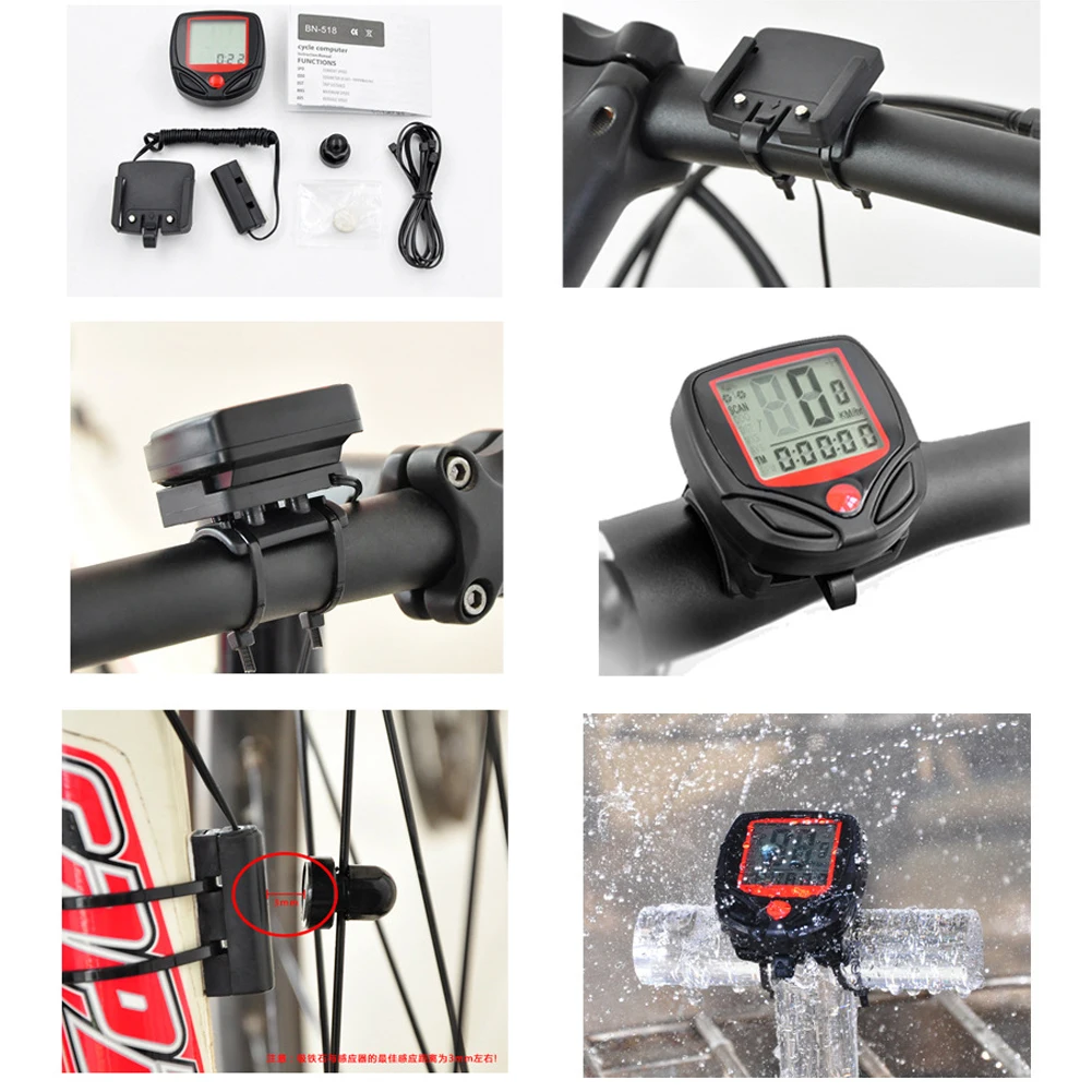 Compatible Water Resistant Easy Installation Large Display Robust Speedometer Odometer Cycling Bicycle Computer Multifunction | Спорт и